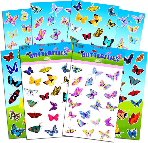 Over 160 Butterflies Stickers Pack for Party Supplies - Adhesive Sticker Sheets for Girls Kids Toddlers Adults