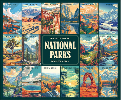 Set 16 100 Set RoseArt - National Parks Jigsaw Puzzle Box - Mini Puzzles, Pieces Each - Colorful Puzzle Gift for Adults