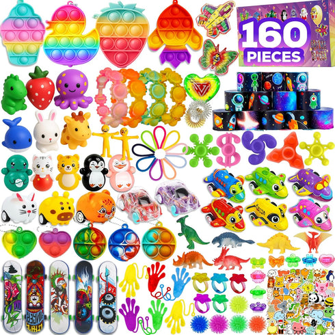 TwCare 160 Pcs Fidget Toys Party Favors Pack, Randomly Selected Pop Sensory Set
