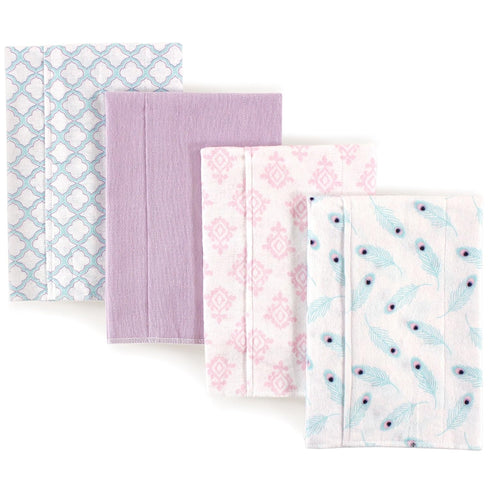 Hudson Baby Unisex Baby Cotton Flannel Burp Cloths - Peacock Feather, One Size