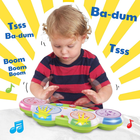 Magic Touch Drum, Toddler Light Up Music Bongos Toy, Infant Touch Sensor Baby Drum for 9-24 Month Olds