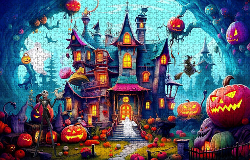 1000 Pieces Puzzle for Adults, Halloween Puzzle, Horror Haunted House Puzzle Pieces,Holiday Party Gifts Puzzles (Halloween -1, 1000)