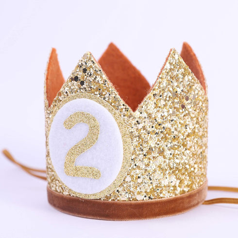Baby Crown for 2nd Birthday - Second Birthday Party Decoration, Glitter Crown Hat