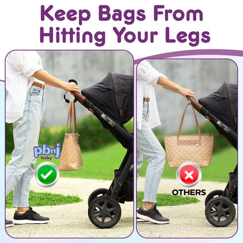 Stroller Hooks for Hanging Diaper Bags, Mommy Stroller Clip and Organizer Hook - Large Carabiner Clips