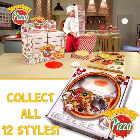 Sets Stretcheez Pizza - Play Food for Kids - Stretchy Pretend Food & Toppings - Mix & Match - Collect Them All - Works