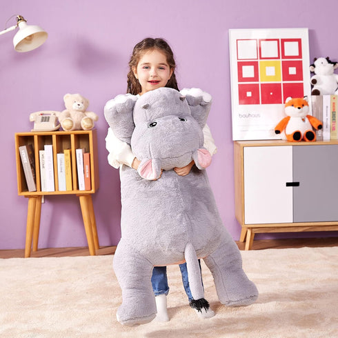 IKASA Giant Hippo Stuffed Animal - Large 30" Jumbo Plush Toy, Cute and Fluffy Gifts for Kids