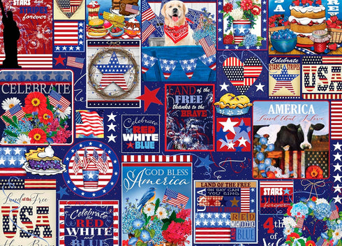 Ceaco - Tracy Flickinger - Patriotic Collage - 1000 Piece Jigsaw Puzzle