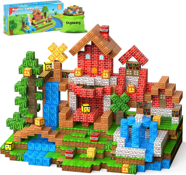 Styleeasy Magnetic Blocks - 100PCS Magnetic Building Blocks Set, Classroom Must Haves Magnet