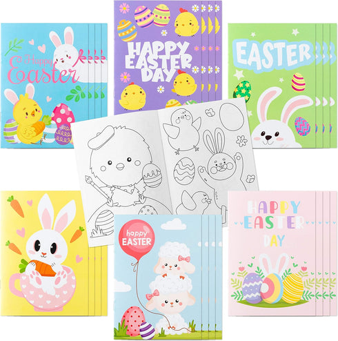 WATINC 24pcs Easter Coloring Books, DIY Art Book with Bunny Easter Egg