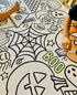 Tiny Expressions Halloween Coloring Tablecloth for Kids, 30" x 72" Giant Coloring Poster for Halloween Activities