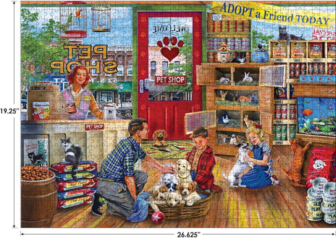 1000 RoseArt - Back to The Past - Pet Store Friends - Piece Jigsaw Puzzle for Adults