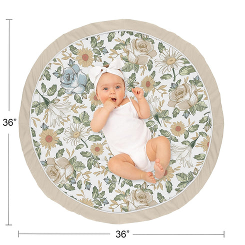 Tummy Sweet Jojo Designs Vintage Floral Blue Yellow Girl Baby Playmat Time Infant Play Mat - Slate Green Gold Orange