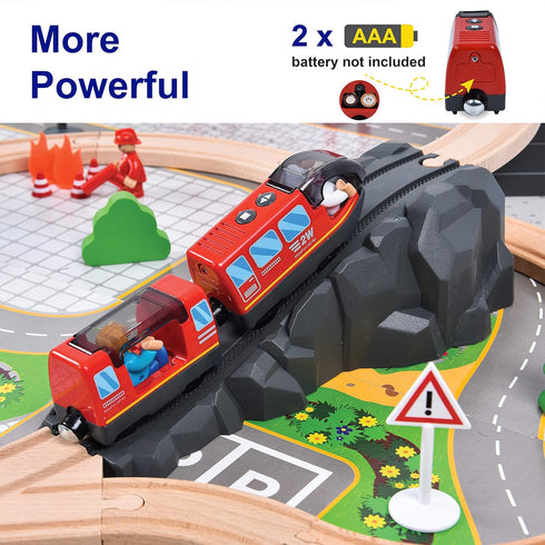 Giant Bean Battery Operated Action Locomotive - Magnetic Connection Train Set for Wooden Train Tracks, Toys 3+