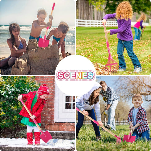 Set Wheelbarrow Set Summer 2 3+ Kids Gardening Tools Outdoor Toys - Backyard Play for Kids with Shovel, Rake, Leaf