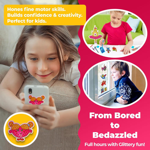 Halmolife Big Gem Diamond Painting Kits, Stickers, Keychain & Suncatcher DIY Kit, Arts and Crafts for Kids Ages 4-8+
