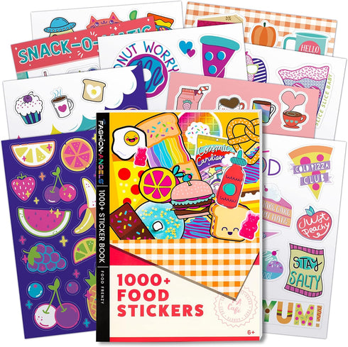 Fashion Angels 1000+ Food Sticker Book, Over 1,000 Cute Food Stickers for Kids, Personalizing Laptops, Journals