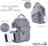NeoTech Care Diaper Bag Backpack for Baby Girl/Boy, Multifunction Organizing Pockets, Gray
