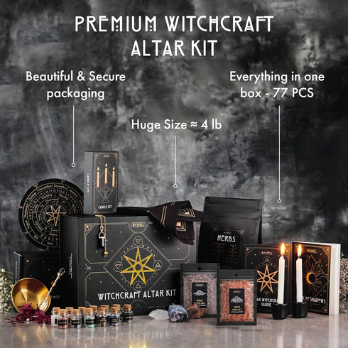 77 Set Wyspell Large Witchcraft Kit PCS - Witch Altar Spell - Wiccan Supplies and Tools - Witch Kit for Beginners
