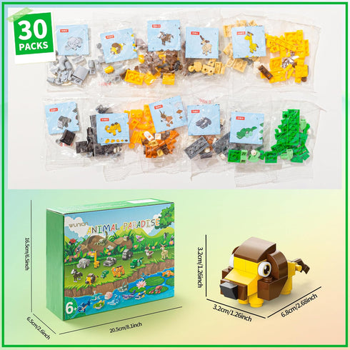 WuNian 30 Packs 888 Sets 6+ Party Favors for Kids, PCS Animal Building Blocks Mini Party Favors for Goodie Bags