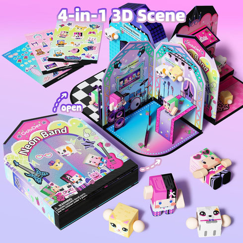 Playset 4 GobiDex Magnetic Doll House for Girls, STEM Toddler Toys with Scenes, Figures, Pets & Stickers Great Birthday
