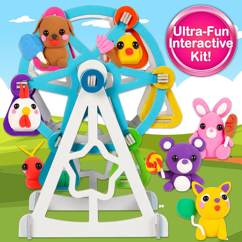7+ 8 6+ Creative Kids Air Dry Clay Ferris Wheel Kit - Easy Modeling Clay Characters- Includes Clay Colors, Art Supplies