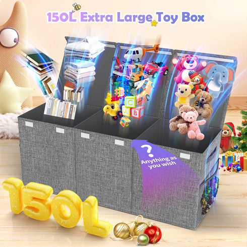 40"x14"x16", Mabahoo Extra Large Toy Box Chest with Lids, Collapsible Sturdy Kids Toy Storage Organizer Boxes for Boys