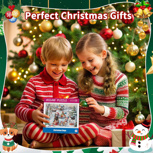 100 4-6 6-8 8-10, 4-8 3-5, Piece Christmas Puzzles for Kids Ages Christmas Dogs Jigsaw Puzzles for Ages Educational
