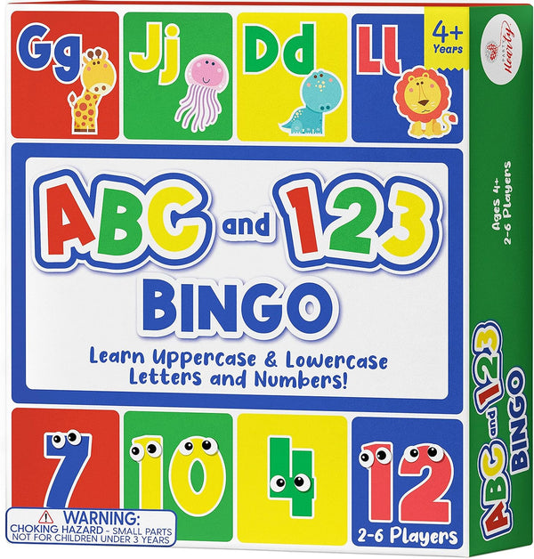 Party Hearty Alphabet and Number, ABC and 123 Bingo Board Game for
