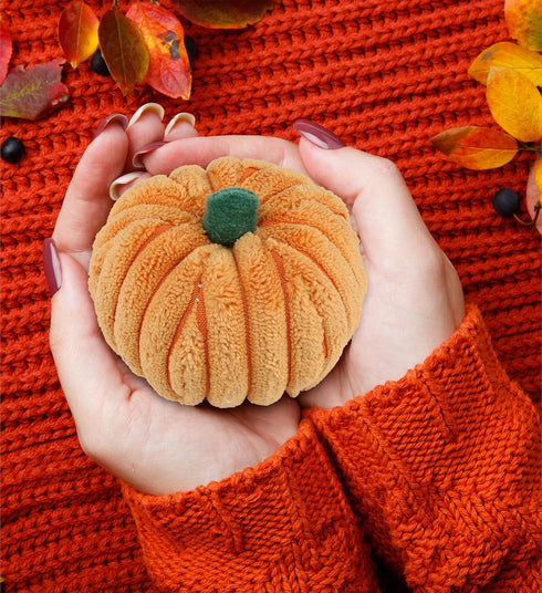 DolliBu Small Pumpkin Plush - Spooky Plush Pumpkin Toy for Teddy Bear Stuffed Animal, Cute Halloween Decor, Party Favor and Crafts, Thanksgiving Mini Pumpkin Plush Toy - 3 Inch