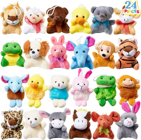 JOYIN 24 Pack Mini Animal Plush Toy Assortment (24 Units 3" Each),