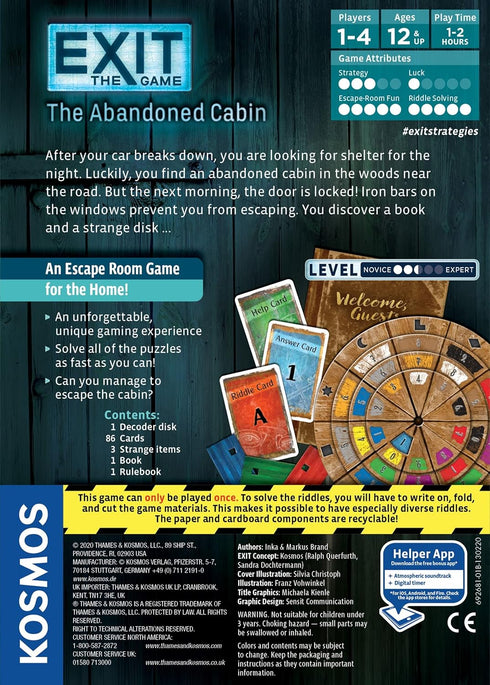 EXIT: The Return to The Abandoned Cabin | EXIT: The Game - A Kosmos Game | Family-Friendly, Card-Based at-Home Escape Room Experience | Collaborative for 1 to 4 Players, Ages 12+