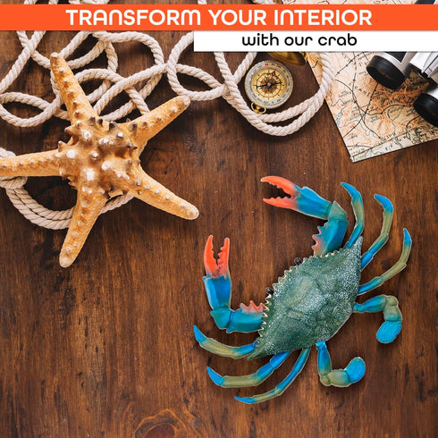 Blue Crab TiKi Bar Nursery, Realistic Plastic Crab Bath Toy, Ocean Sea Animals Figures, Pool Toys for Beach