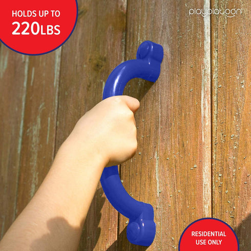 Play Platoon Playground Safety Handles - 2 Pack Blue Grab Handle Bars for Outdoor Jungle Gym or Swing Set
