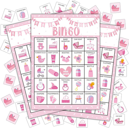 Baby Shower Bingo Cards - 24 Players Bingo Game for Baby Shower and Gender Reveal Party Decorations
