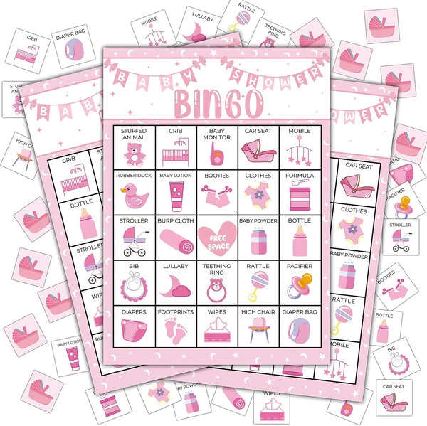 Baby Shower Bingo Cards - 24 Players Bingo Game for Baby Shower and Gender Reveal Party Decorations
