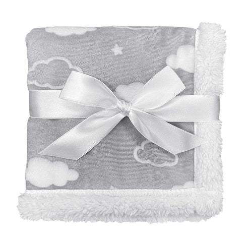 American Baby Company Heavenly Soft Chenille Sherpa Security Blanket, Gray, 14" X 14", Cozy for Boys and Girls