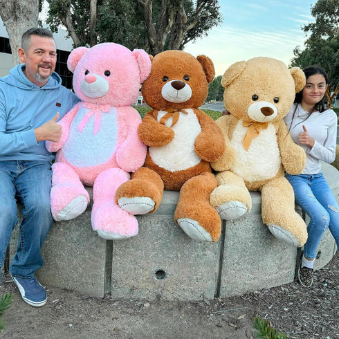 MorisMos Teddy Bear Stuffed Animal, 4FT Giant Tan Plush Toy, Soft Big Bear for Gifts