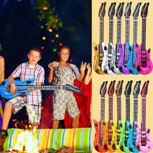 28 Pack Inflatable Guitar - Bulk Inflatable Fake Party Guitar Prop for 80s 90s Themed Birthday Party Favor