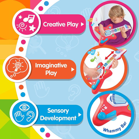Toddler Light Up Magic Touch Guitar Music Toy with Volume Control - Infant Touch Sensor Instrument for Kids 12-36 Months