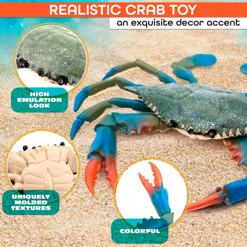2 6.6 5.3" Pcs Blue Crab Toy - X Imitation Crab Decorations with Lifelike Texture and Detail - Plastic Sea Creatures