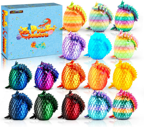 16PCS 3D Printed Dragon Eggs with Dragon Inside, Articulated Dragon Fidget Toys