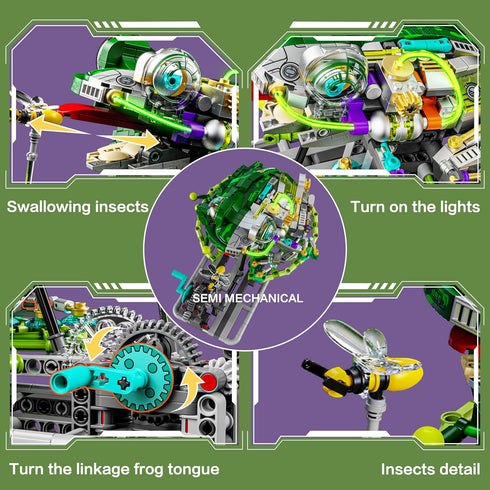 Set, 14+ (898PCS) Mechanical Frog Animal Series Toy Building Adult Home or Office Decoration, STEM Building Gift