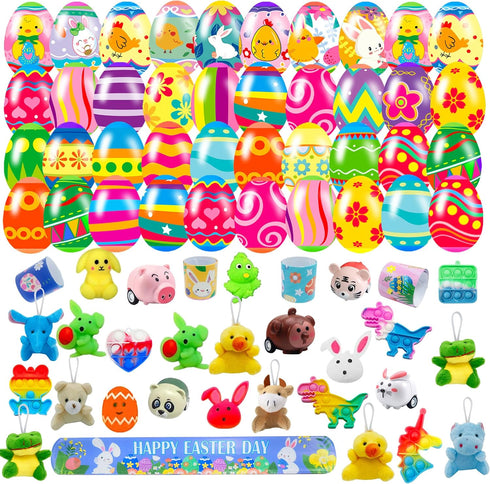 32 Pack Prefilled Easter Eggs with Fidget Toys, Bright Colorful Easter Eggs