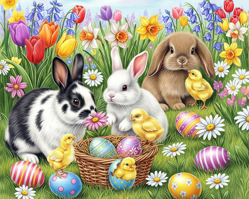 Springbok Three Easter Bunnies 500 Piece Jigsaw Puzzle for Adults Poster Now