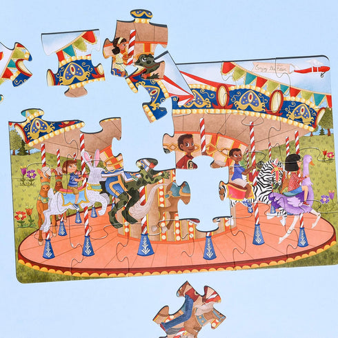 Upbounders - 24 Piece Joyful Carousel Beginner Puzzles - Toddler Kids Age 3-5 - Diverse Children at Play