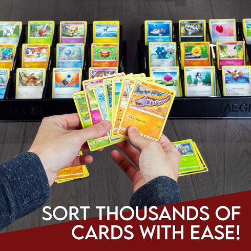 Toy Vault Trading Card Sorting Trays, 3-Pack 15-Slot Black Card Tray Organizer for CCG Games