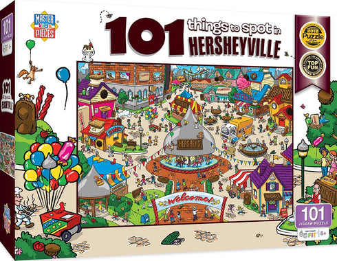 Masterpieces 100 Piece Jigsaw Puzzle - 101 Things to Spot in Hersheyville for Kids - 14"x19"