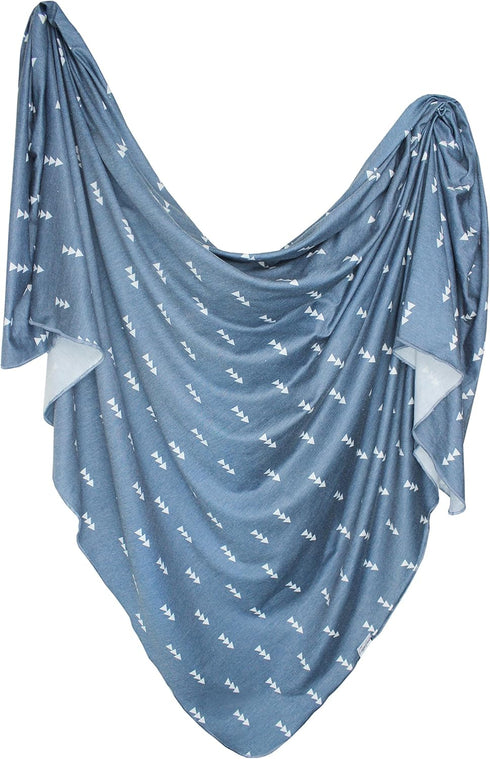 Copper Pearl Large Premium Knit Baby Swaddle Receiving Blanket Navy and White
