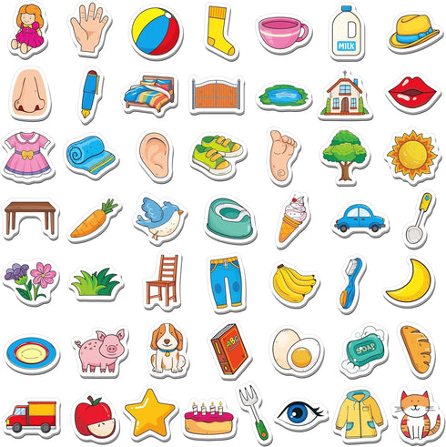 50 PCS First Word Magnets, Magnetic Thickened Daily Items Fridge Magnets Adorable