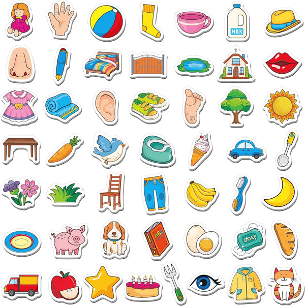 50 PCS First Word Magnets, Magnetic Thickened Daily Items Fridge Magnets Adorable